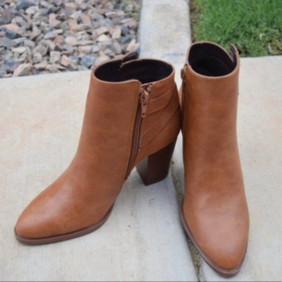 Ankle Booties Tan Pointed Toe Caramel 3" Boot - Picture 7 of 7